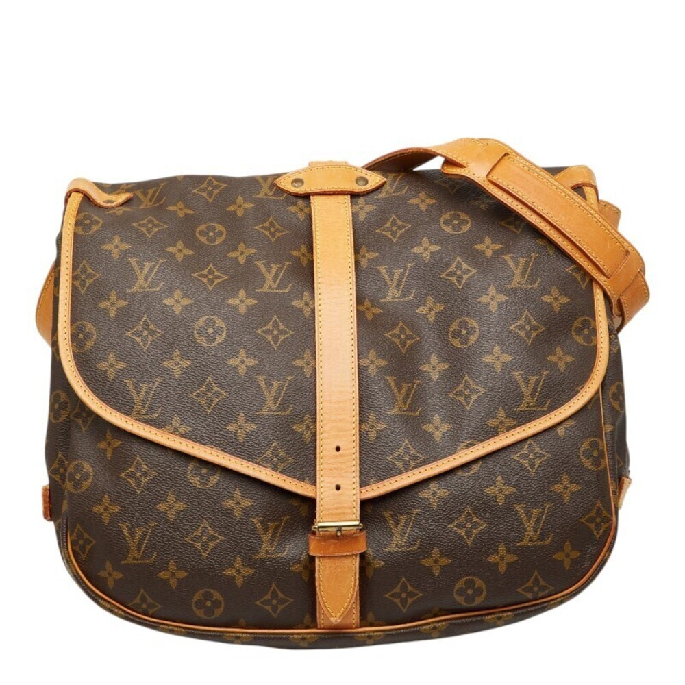 Louis Vuitton Monogram Saumur Crossbody Bag Messenger Brown Leather